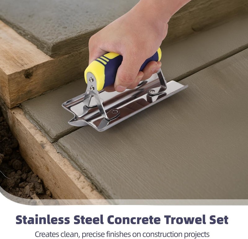 3-Piece Concrete Trowel Set, Flat Trowel, Groover & Edger with Non-Slip Handle for Masonry, Plaster, and Cement Work - Image 5