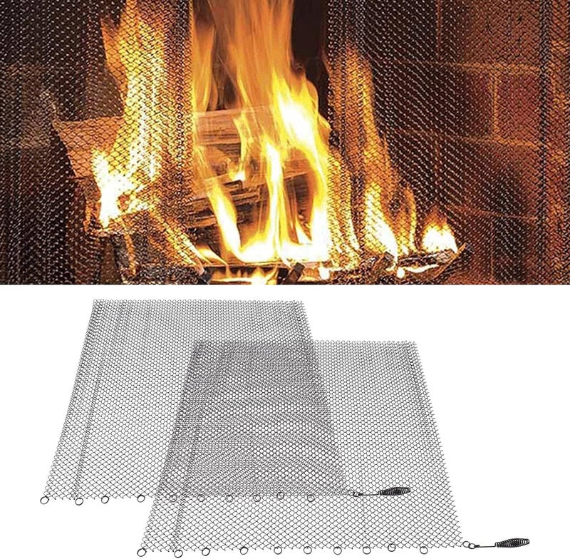 klarako 2 Panels Fireplace Mesh Screen Curtain, Prevent Sparks, Corrosionproof, Easy to, Attractive Drape Effect, Suitable for Various Fireplaces (24 * 20in) - Image 5