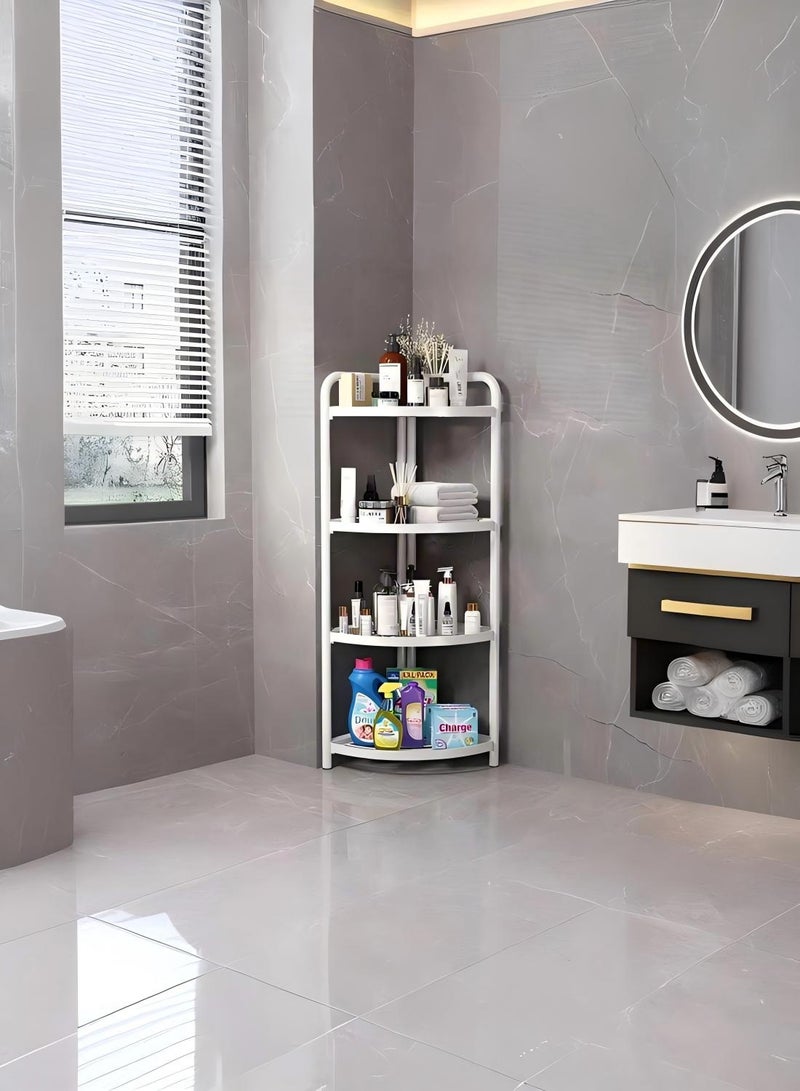 لوكيبا حامل دش وزاوية من 4 طوابق، منظم حمام قابل للتعديل وموفر للمساحة بتصميم شبكي، وحدة تخزين بلاستيكية طويلة لغرفة الغسيل والأماكن الضيقة (أبيض) - Image 1