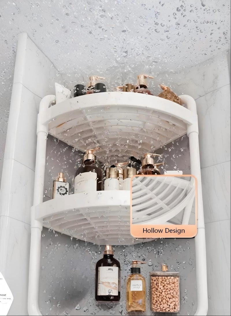 LOKIPA 4-Tier Corner Shower Caddy & Shelf, Space Saving Adjustable Bathroom Organizer with Mesh Design, Tall Plastic Storage Unit for Laundry Room, Narrow Spaces (White) - Image 2