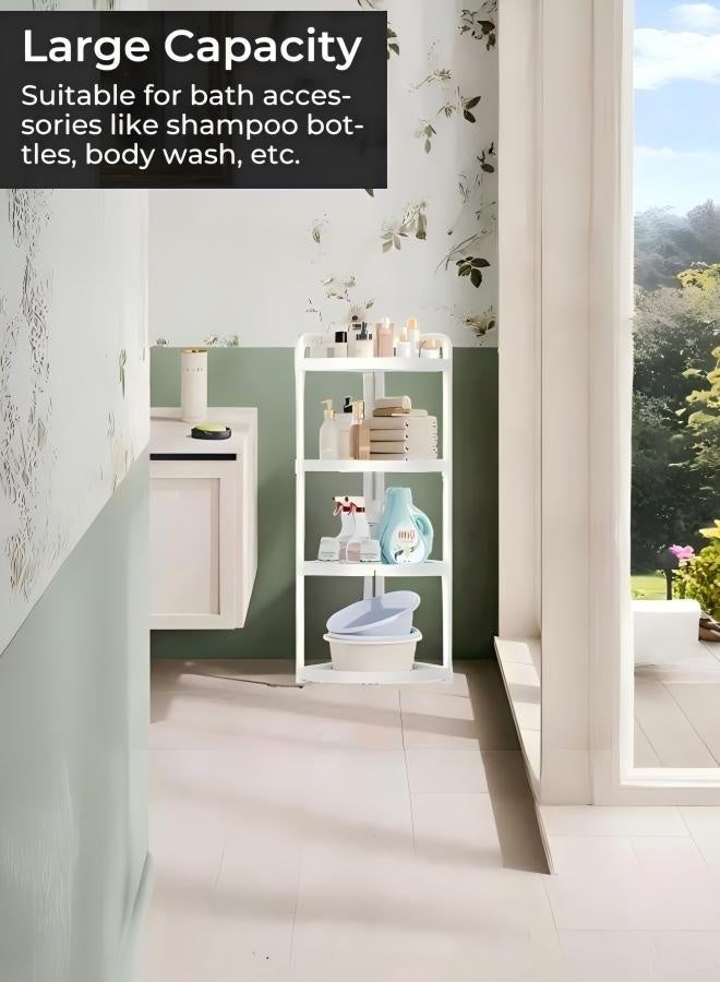 LOKIPA 4-Tier Corner Shower Caddy & Shelf, Space Saving Adjustable Bathroom Organizer with Mesh Design, Tall Plastic Storage Unit for Laundry Room, Narrow Spaces (White) - Image 5