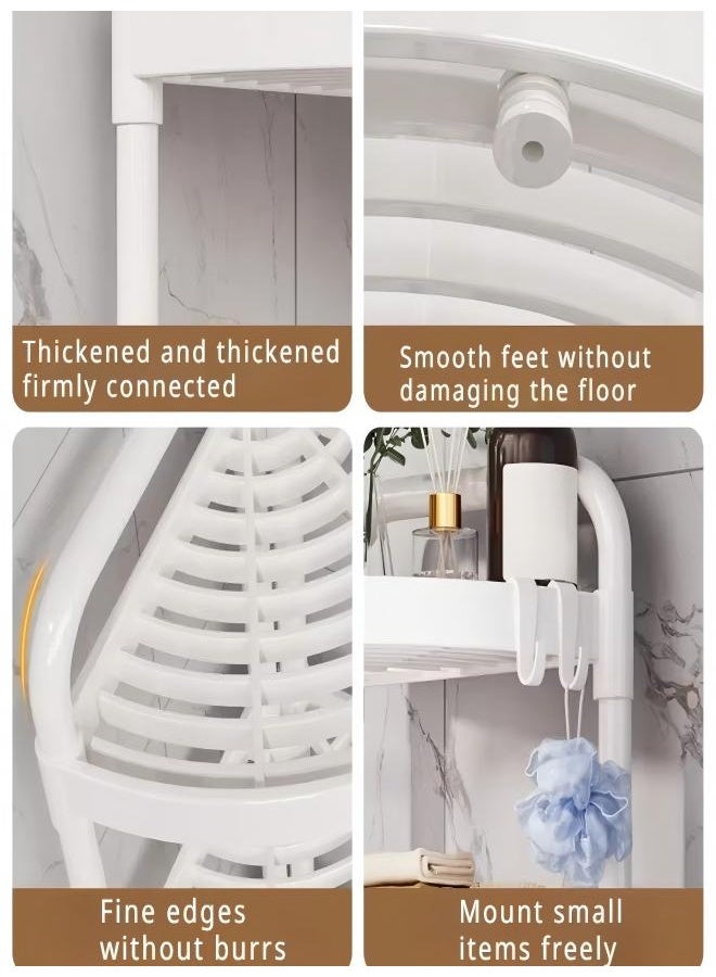 LOKIPA 4-Tier Corner Shower Caddy & Shelf, Space Saving Adjustable Bathroom Organizer with Mesh Design, Tall Plastic Storage Unit for Laundry Room, Narrow Spaces (White) - Image 4