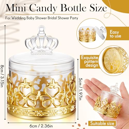 Cunhill 18 Pcs Mini Candy Bottles Mini Plastic Jars with Lids Small Champagne Bottles Storage Candy Favor Containers for Wedding Baby Shower Bridal Shower Party Favors Thank You Gifts Gold - Image 3