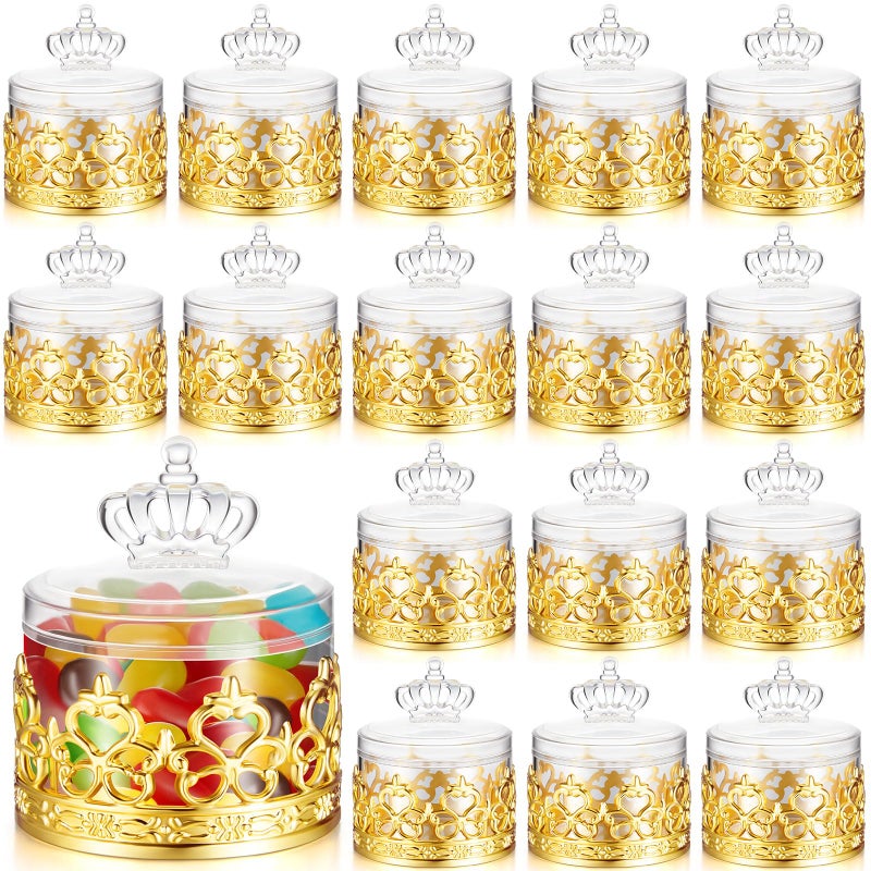 Cunhill 18 Pcs Mini Candy Bottles Mini Plastic Jars with Lids Small Champagne Bottles Storage Candy Favor Containers for Wedding Baby Shower Bridal Shower Party Favors Thank You Gifts Gold - Image 2