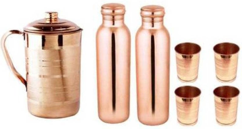 Sauran Jug Glass Water Bottle Set Jug Glass Tray Set Copper - Image 3