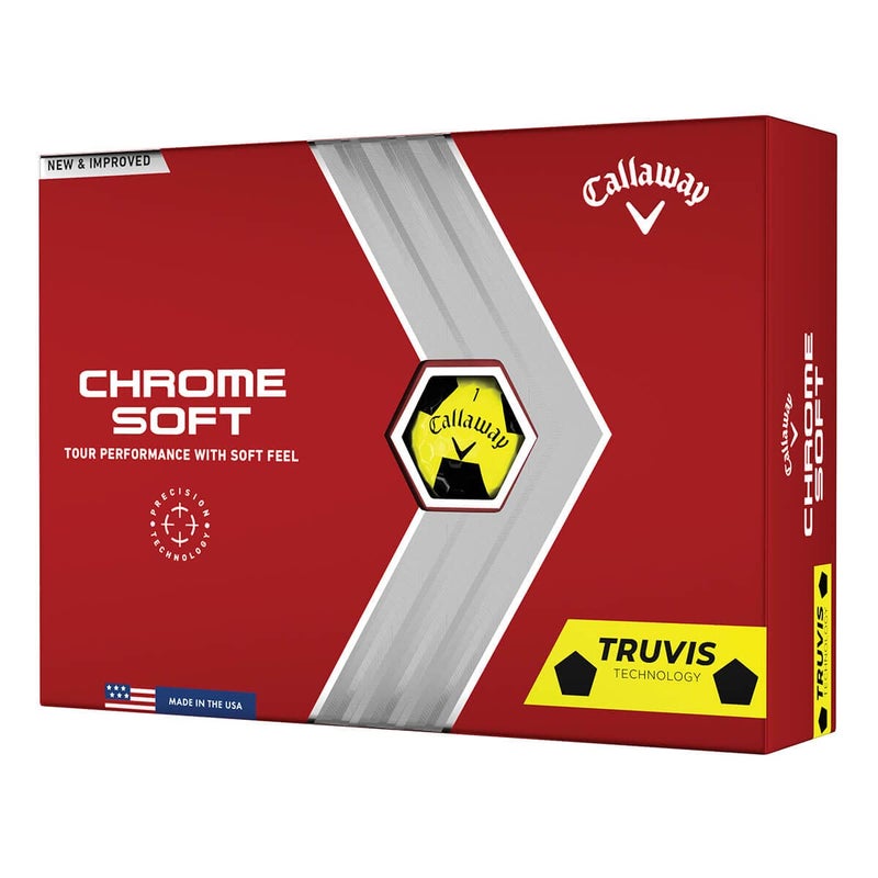 Callaway كرات جولف كالاواي 2022 كروم سوفت، أصفر/أسود تروفيز - Image 1