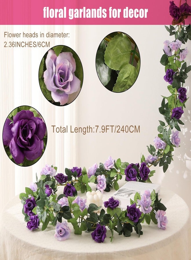 JUSTOYOU 2 Pack (15.8FT) Fake Rose Garland, Artificial Roses Vines Flower Garland Hanging Floral Vine Wedding Home Backdrop Party Arch Arrangement Decoration - Image 3