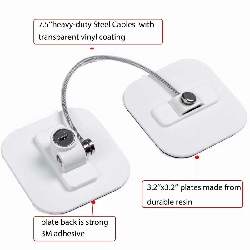 BAOWEIJD Locks for Refrigerator,2 Pack Fridge Lock with Keys,Lock for a Fridge,White Refrigerator Lock - Image 4