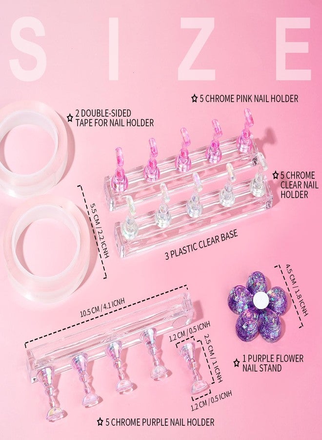 Fandamei Nail Stand, 3 Set Nail Art Stand for Press On, Nail Holder for Painting Nails, Press on Nail Stand for Practice, Magnetic Acrylic Nail Design Stand for Display with Double-sided Tape - Image 2