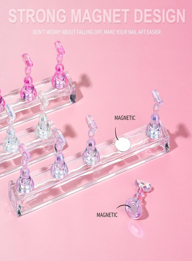 Fandamei Nail Stand, 3 Set Nail Art Stand for Press On, Nail Holder for Painting Nails, Press on Nail Stand for Practice, Magnetic Acrylic Nail Design Stand for Display with Double-sided Tape - Image 3