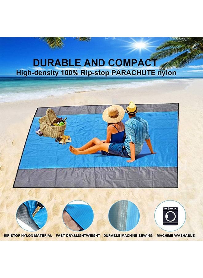 GROIC Beach Blanket Waterproof Sandproof 2.1M*2M- Large Beach Blanket Sandproof Fits for 4-6 Adults, Waterproof Beach Mat with Zipper Pocket, Outdoor Beach Mat for Travel, Camping, Hiking - Image 2