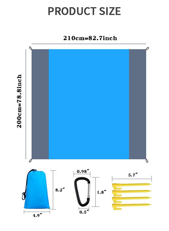 GROIC Beach Blanket Waterproof Sandproof 2.1M*2M- Large Beach Blanket Sandproof Fits for 4-6 Adults, Waterproof Beach Mat with Zipper Pocket, Outdoor Beach Mat for Travel, Camping, Hiking - Image 3