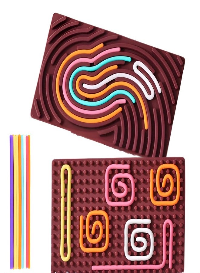 Glenston Silicone Fine Motor Skills Toy Set - Colorful Tracing & Threading Board for Kids - Montessori Educational Sensory Toy - Image 1