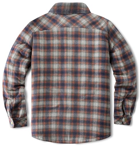 Puwasa Men's Flannel Jackets Sherpa Lined Side Pocket Shirt Jacket Plaid Button Up Camp Night Coat with Pocket Orange XX-Large - Image 4