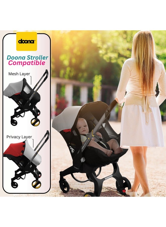 Swanoo Car Seat Cover Baby - Infant Newborn Carseat Cover for Summer - Doona Car Seat Cover - Mosquito Net for Car Seat - Breathable Sunshade Extension Canopy Bug Protector - Image 3