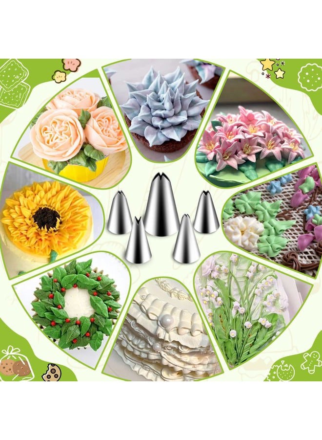 Suuker 5pcs/set Leaf Piping Icing Nozzles,Stainless Steel Cake Decorating Tips Set, DIY Baking Supplies Cake Decorating Tools - Image 4