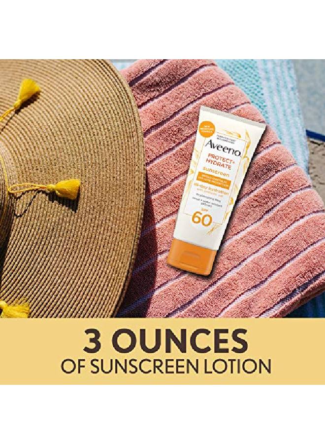 Protect + Hydrate Moisturizing Body Sunscreen Lotion With Broad Spectrum Spf 60 & Prebiotic Oat Weightless & Refreshing Feel Parabenfree Oilfree Oxybenzonefree 3.0 Ounces
