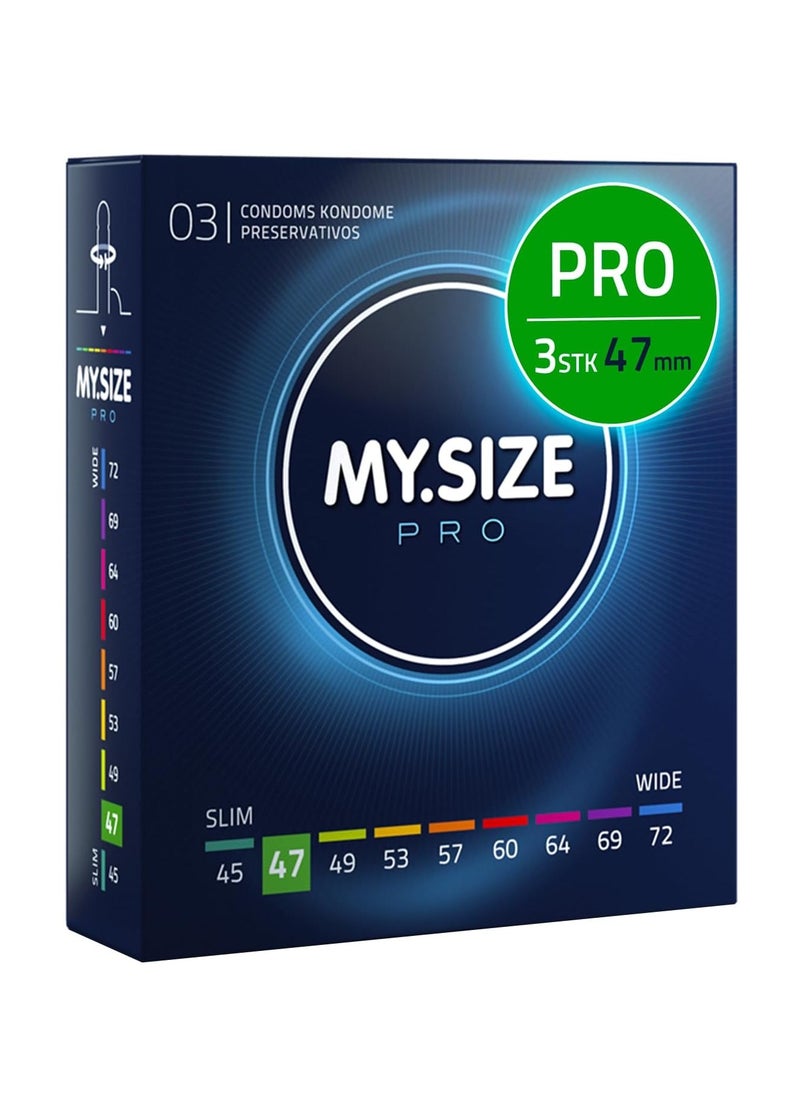 My Size Pro Ultra Thin Condoms 3 Pieces (47 Size) – Odorless, Long Lasting, Sustainable, Premium Quality for Maximum Comfort, Pleasure, and Sexual Health – Proper Fit Reduces Risks and Enhances Protection – Latex Men Condoms Available in Multiple Sizes (45 to 72)  - Image 1