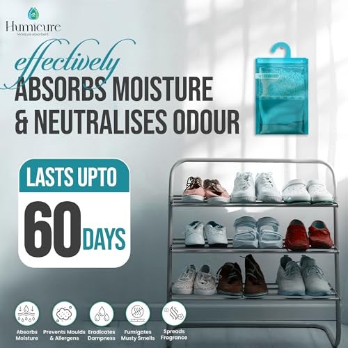 Humicure Moisture Absorber Dehumidifier with 1 Litre Absorption Capacity; Prevents Wardrobe, Bathroom, Kitchen and Bedroom from Mould & Fungus (Pack of 2, 400gram each, Activated Charcoal) - Image 5