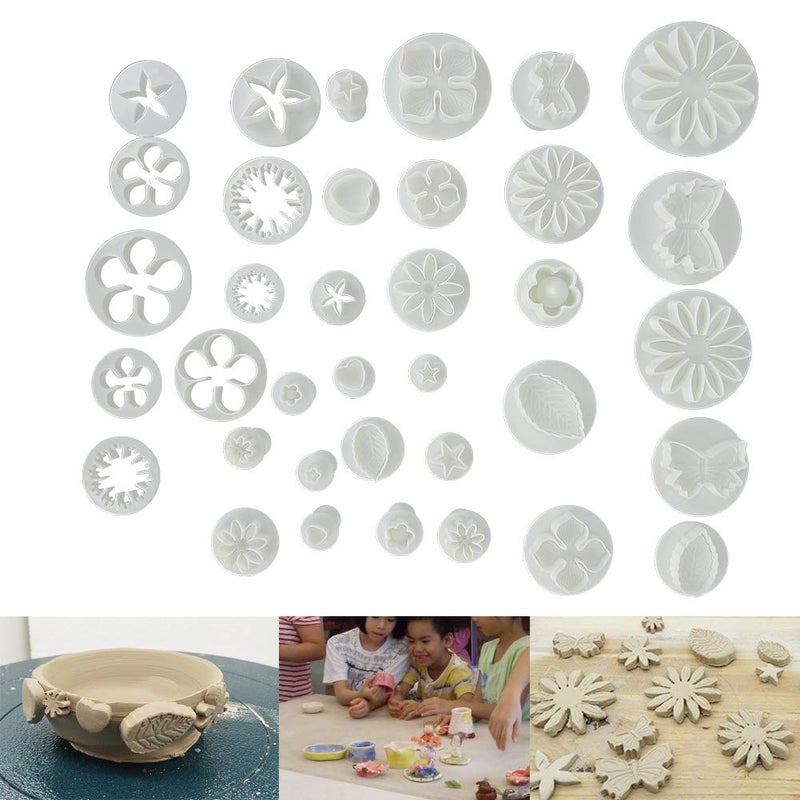 46PCs Plastic Clay Moulds Set For Pottery Making DIY Crafts With Clear Lines Good Elasticity - Image 4