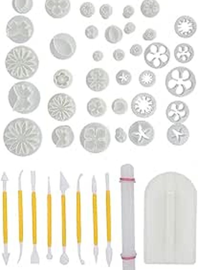 46PCs Plastic Clay Moulds Set For Pottery Making DIY Crafts With Clear Lines Good Elasticity - Image 1