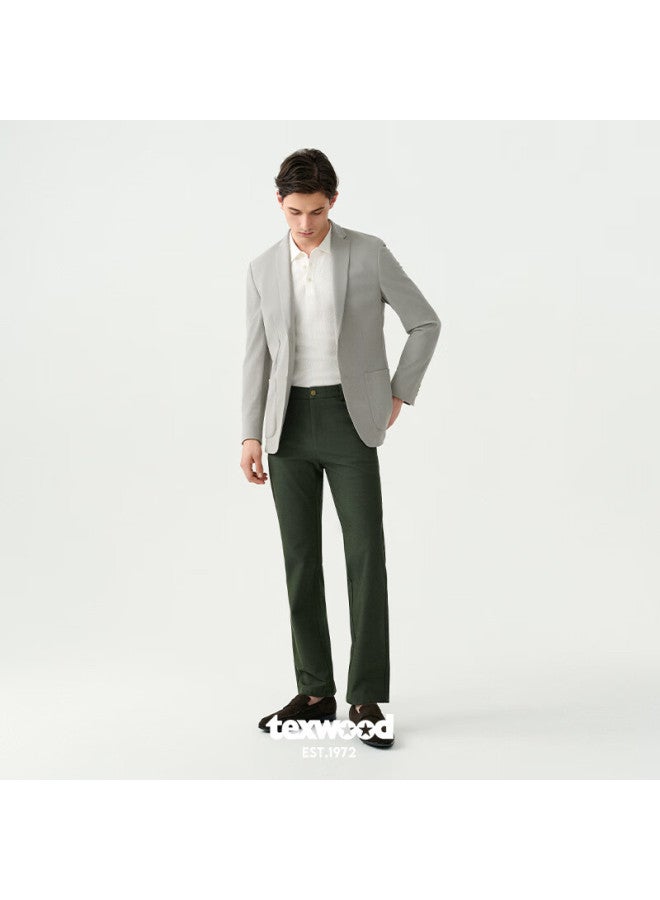 Texwood Men's Casual Pants, High-elastic Modal Straight-leg Trousers, Wrinkle-resistant, Soft, Breathable, Slim-fit Pants, Army Green, Size 32 - Image 3