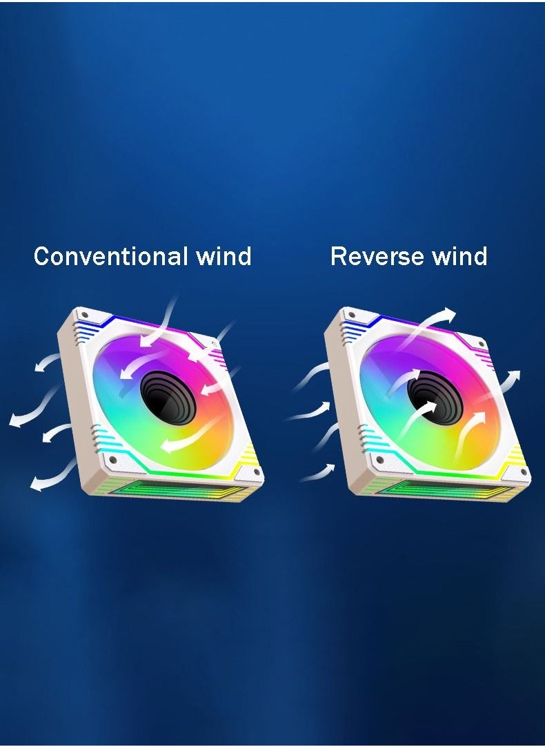ريويل - علبة مروحة تبريد مبرد للكمبيوتر مع مصابيح RGB مقاس 12 سم متعدد الألوان - Image 1