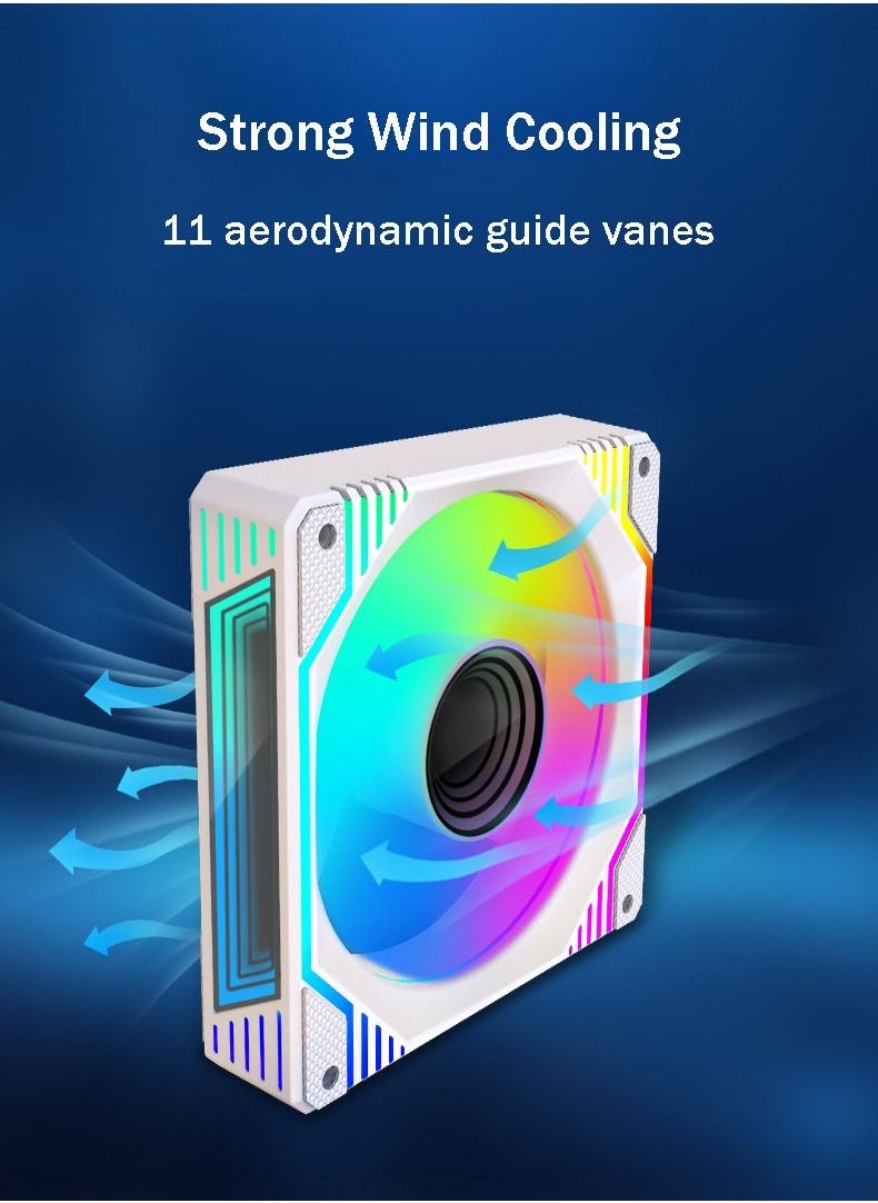 ريويل - علبة مروحة تبريد مبرد للكمبيوتر مع مصابيح RGB مقاس 12 سم متعدد الألوان - Image 1