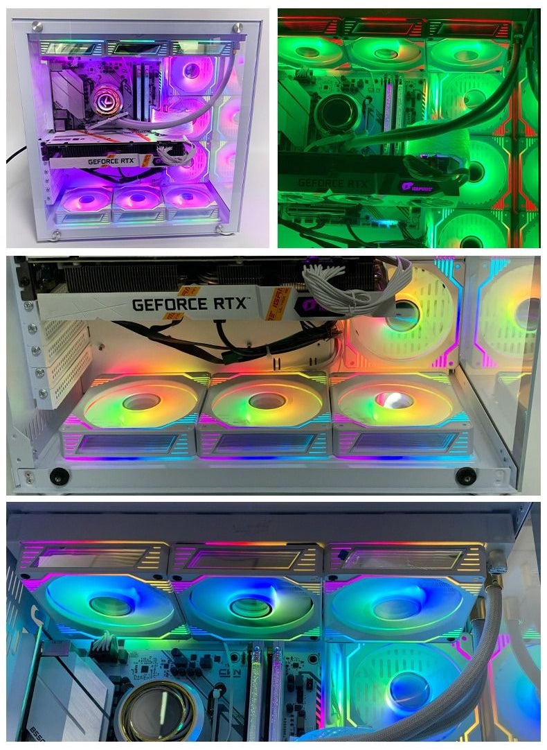 ريويل - علبة مروحة تبريد مبرد للكمبيوتر مع مصابيح RGB مقاس 12 سم متعدد الألوان - Image 1