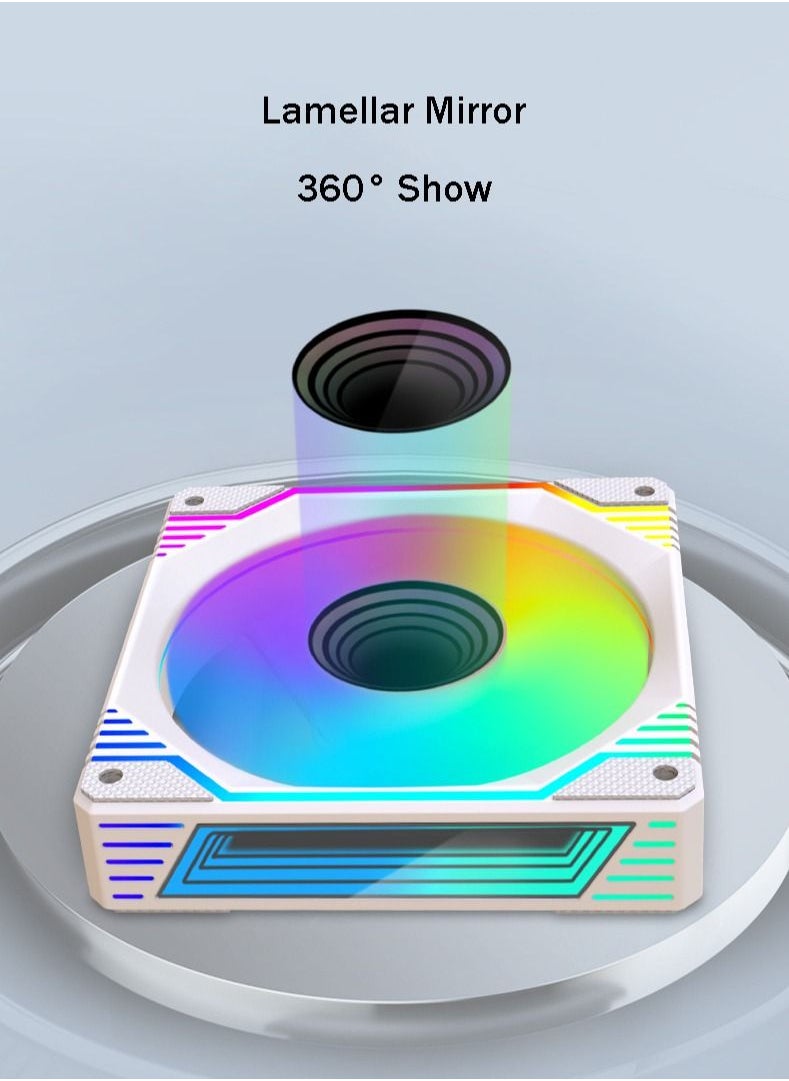 ريويل - علبة مروحة تبريد مبرد للكمبيوتر مع مصابيح RGB مقاس 12 سم متعدد الألوان - Image 1