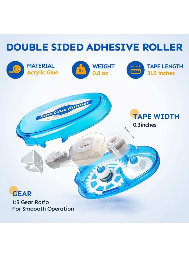 TMOL 6 Pack Double Sided Tape Roller, 8mm x 315 Inch Permanent Adhesive Scrapbook Tape Dispenser Runner, Glue Tape Roller for Scrapbooking, Crafts and Arts Projects, Photo-Safe, Smooth & Clean - Image 2