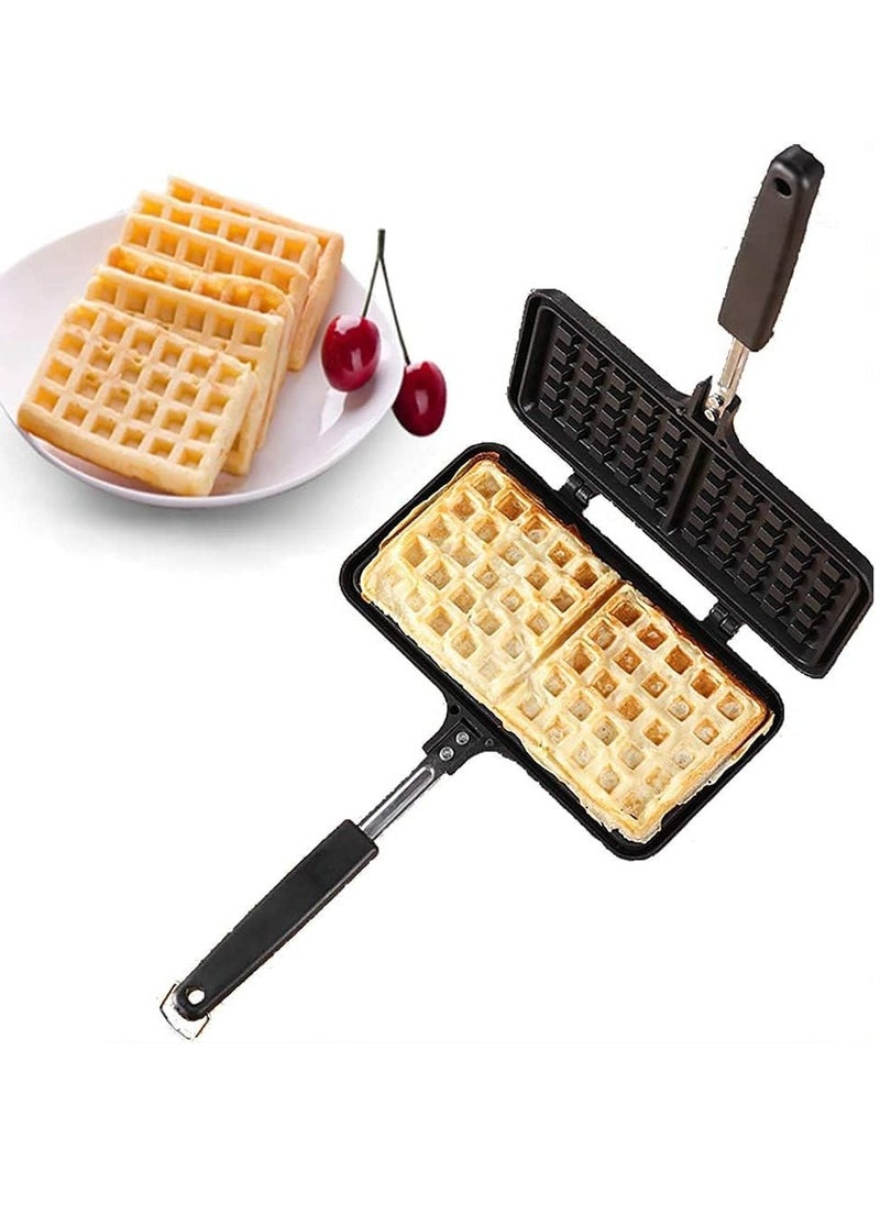 Generic - Non-stick Cast Waffle ,Waffle Maker Pan for Household,Double Side Waffle Maker,Rectangle Shape Non-stick Aluminum Stovetop Waffle Mold Iron Baking Pan - Image 1