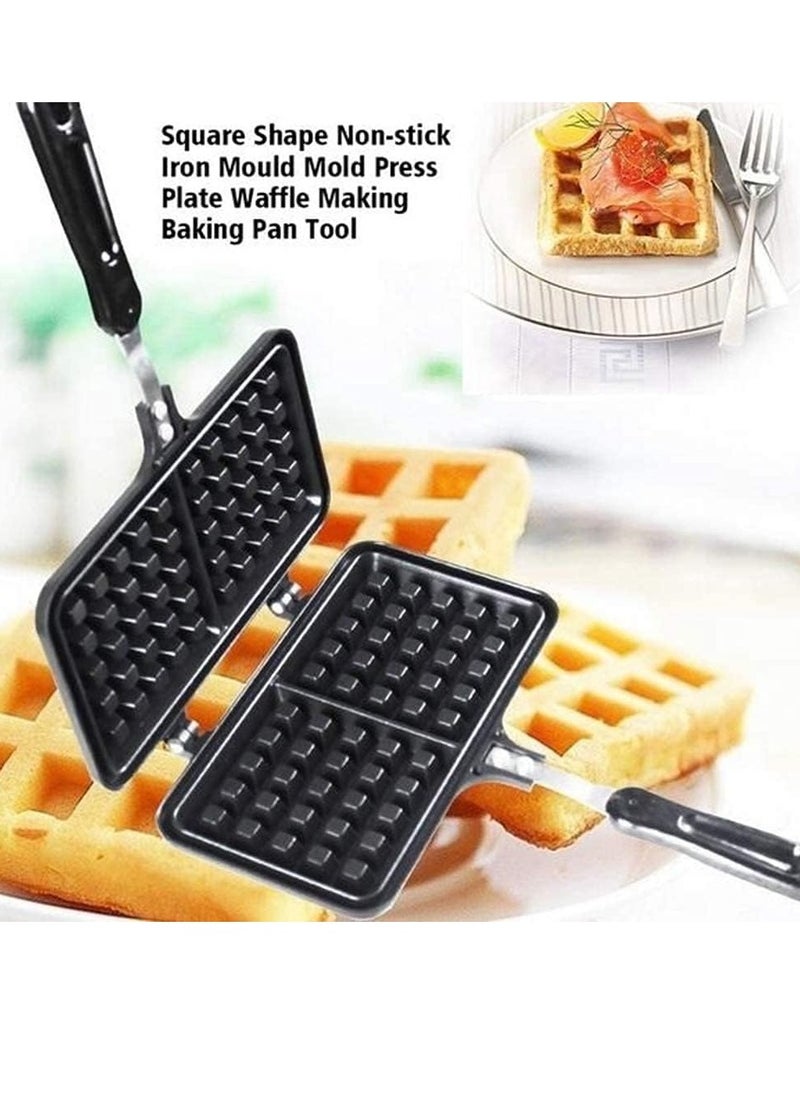 Generic - Non-stick Cast Waffle ,Waffle Maker Pan for Household,Double Side Waffle Maker,Rectangle Shape Non-stick Aluminum Stovetop Waffle Mold Iron Baking Pan - Image 1