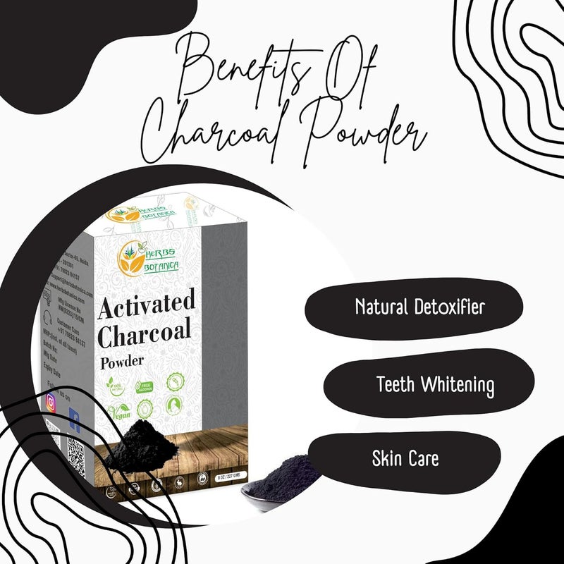 HERBS BOTANICA Activated Charcoal Powder Food Grade Natural Detoxifier for Digestive Health Teeth Whitening Detoxification Bug Bite Relief 8 oz 227 gm - Image 4