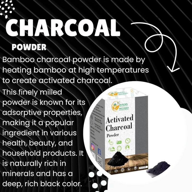 HERBS BOTANICA Activated Charcoal Powder Food Grade Natural Detoxifier for Digestive Health Teeth Whitening Detoxification Bug Bite Relief 8 oz 227 gm - Image 3