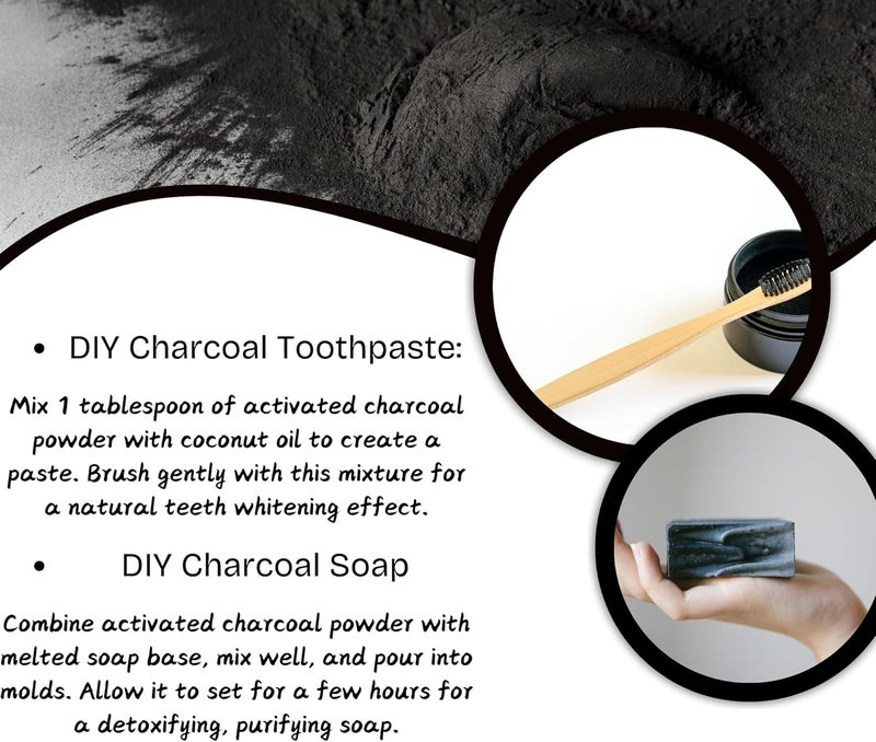 HERBS BOTANICA Activated Charcoal Powder Food Grade Natural Detoxifier for Digestive Health Teeth Whitening Detoxification Bug Bite Relief 8 oz 227 gm - Image 5