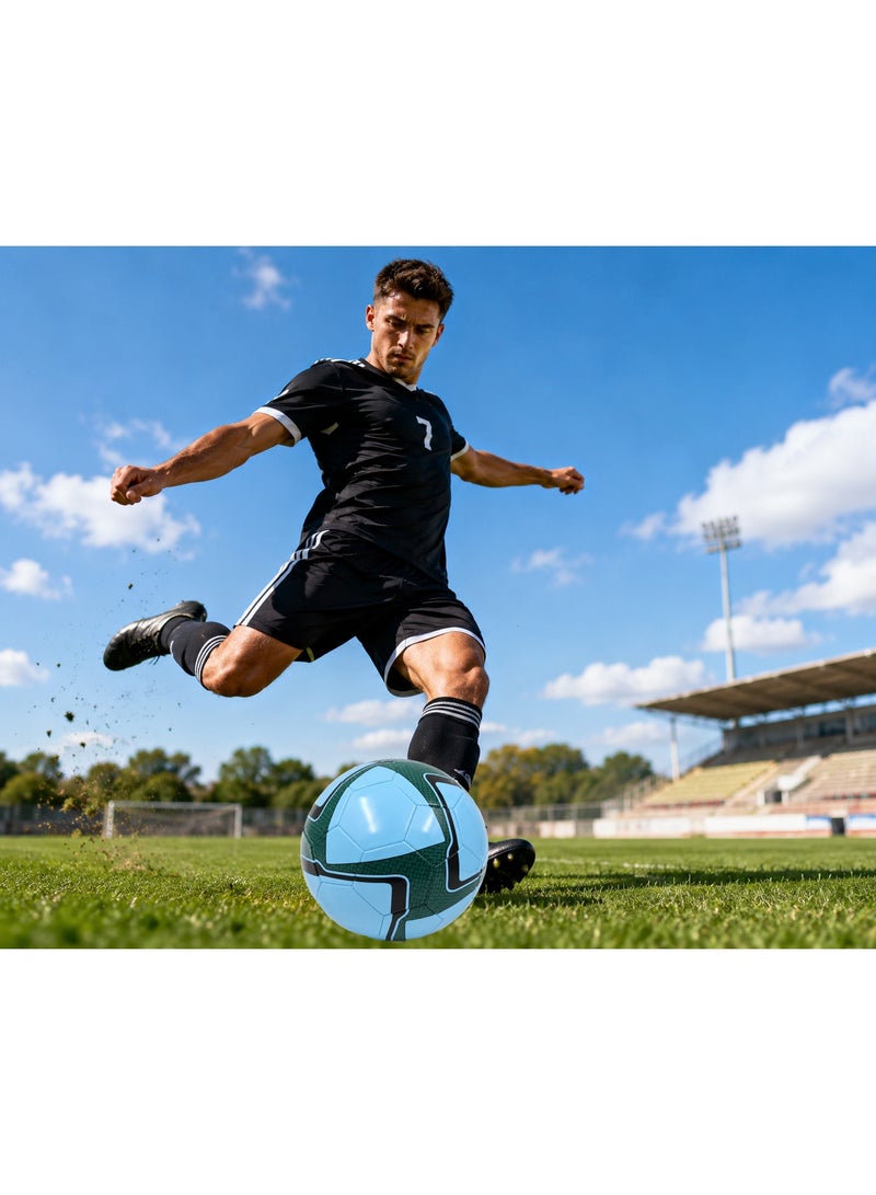 Lacoz Size 5 Soccer Ball for Training & Match Play – Durable Machine-Stitched Football for Kids, Teens & Adults – Suitable for Indoor & Outdoor High-Performance Textured Grip for All-Weather Play Skyblue - Image 3