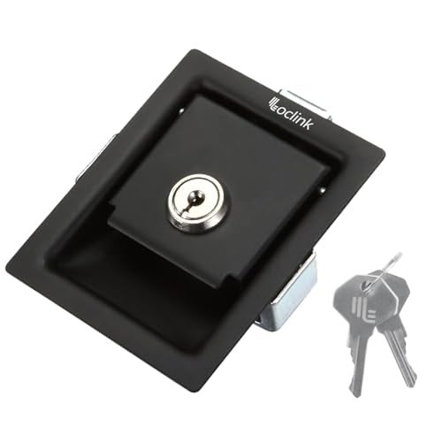 Loclink Truck Tool Box Lock Replacement with Keys, Black Flush Mount Stainless Steel Paddle Latch Lock for RV Handle Motorhomes Distribution Cabinets Car Chest Storage Box (1-Pack) - Image 1