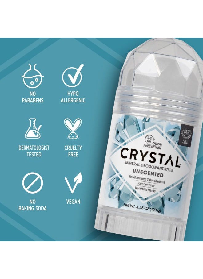 CRYSTAL ESSENCE CRYSTAL Deodorant Stick (30003), Unscented, 4.25 Ounce  - Image 4