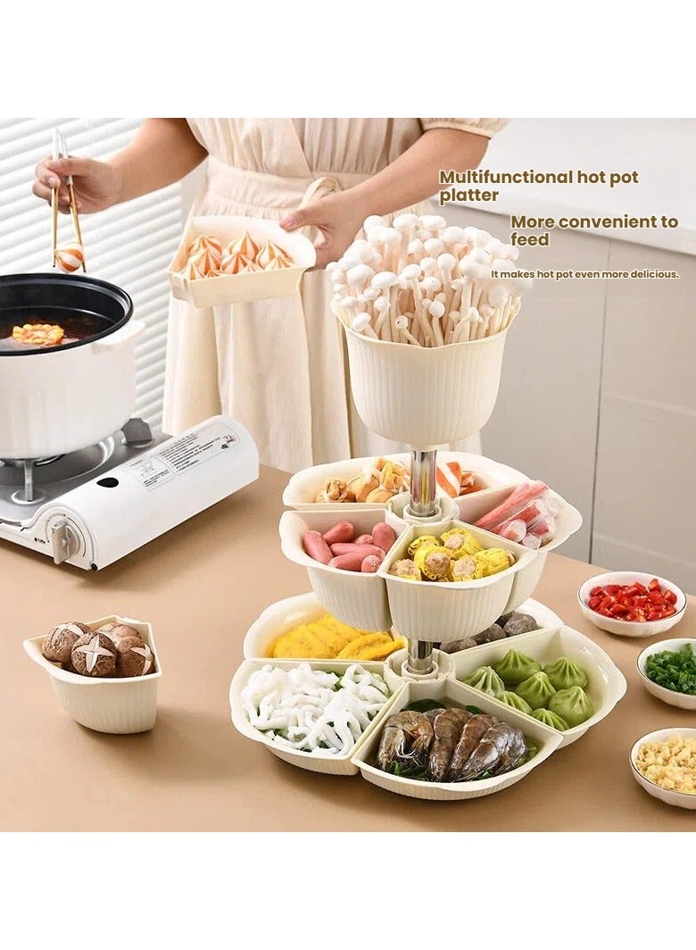 general Three-Tier 360° Rotating Hot Pot Platter Home-Use Divided Prep Tray With Drainable Removable Snack & Dried Fruit Tray The Ultimate Hot Pot Party Tool - Image 5