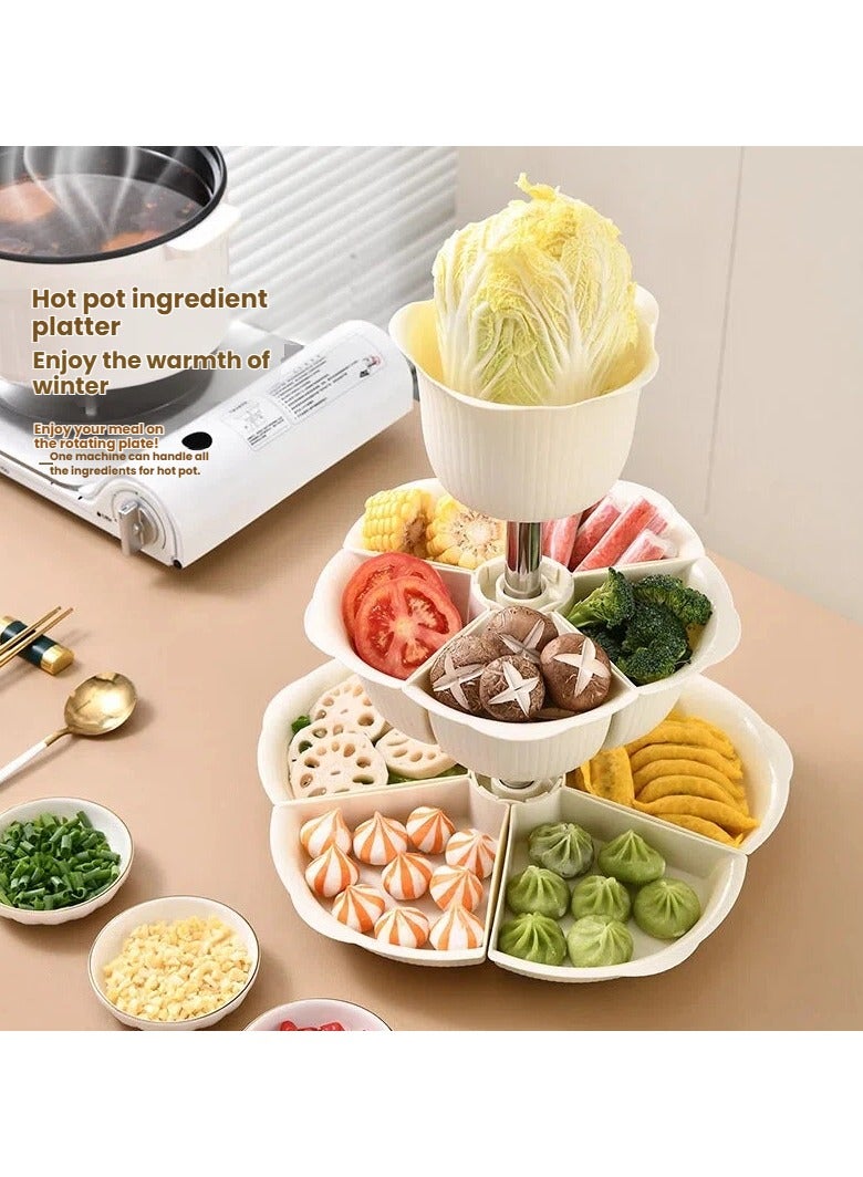 general Three-Tier 360° Rotating Hot Pot Platter Home-Use Divided Prep Tray With Drainable Removable Snack & Dried Fruit Tray The Ultimate Hot Pot Party Tool - Image 2