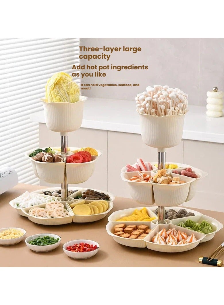 general Three-Tier 360° Rotating Hot Pot Platter Home-Use Divided Prep Tray With Drainable Removable Snack & Dried Fruit Tray The Ultimate Hot Pot Party Tool - Image 3
