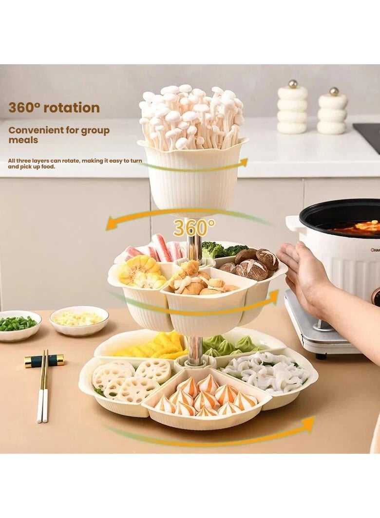 general Three-Tier 360° Rotating Hot Pot Platter Home-Use Divided Prep Tray With Drainable Removable Snack & Dried Fruit Tray The Ultimate Hot Pot Party Tool - Image 4