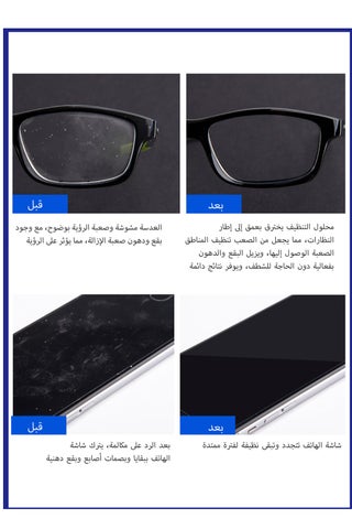 بخاخ تنظيف العدسات، بخاخ لتنظيف وصيانة عدسات النظارات والهواتف المحمولة والشاشات الإلكترونية والأسطح البصرية، تركيبة احترافية آمنة، 60 مل (مع قطعة قماش لتنظيف النظارات كهدية) - view 5
