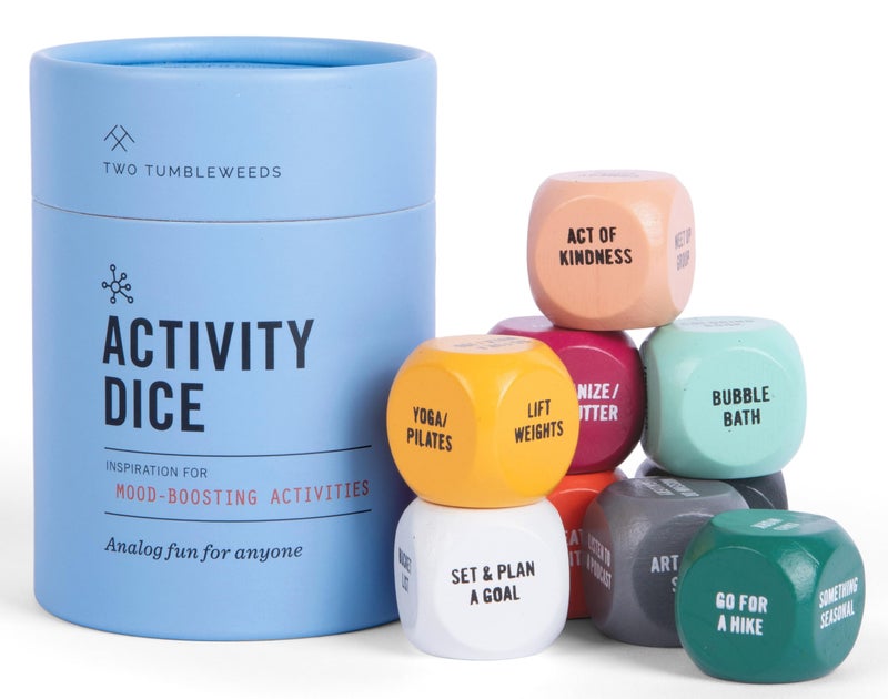 Two Tumbleweeds Mood-Boosting Activity Dice - Game for Adults, Teens, Therapists, Retirees - Set of 9 Dice for Increasing Happiness & Well-Being - Unique Gift - 1+ Players - Image 1