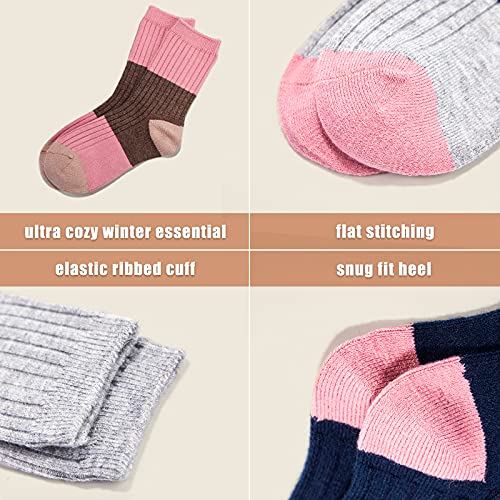 HowJoJo Big Girls Wool Socks Kids Crew Seamless Winter Warm Thermal Socks 6 Pack 6 Pack 8-10 Years - Image 5