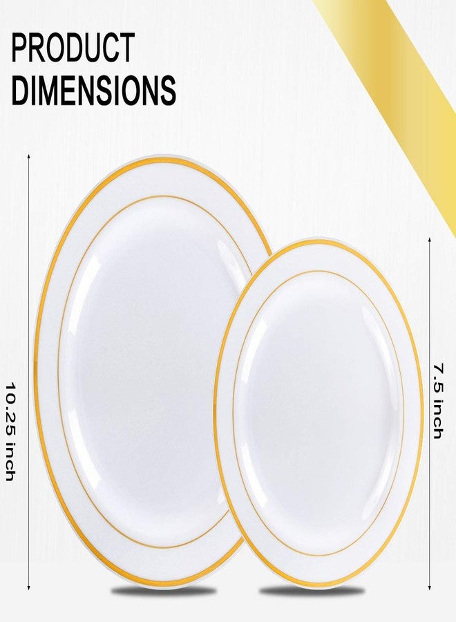 M MCIRCO 175 Piece Gold Dinnerware Set - 50 Plates - 25 Silverware - 25 Cups - 25 Paper Napkins, 25 Guest Disposable Gold Dinnerware Set - Image 2