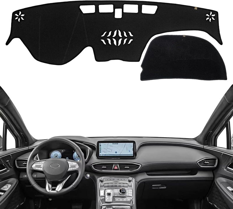 KEYOOG Dashboard Cover Dash Mat Fit for Hy-undai Santa Fe 2023-2019 (Without HUD Models),Car Dash Board Mat Anti-Glare Carpet,Non-Slip Pad Sunshield Protector (Black) - Image 1