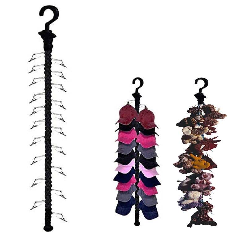 1pcs Closet Hanging Cap Keeper Closet Cap Racks Hats Holders Closet Hook Storage Organizer Hat Display Rack With 20 Clips for Your Toys HatCap Scarves Gloves Towel  No HatNo toy