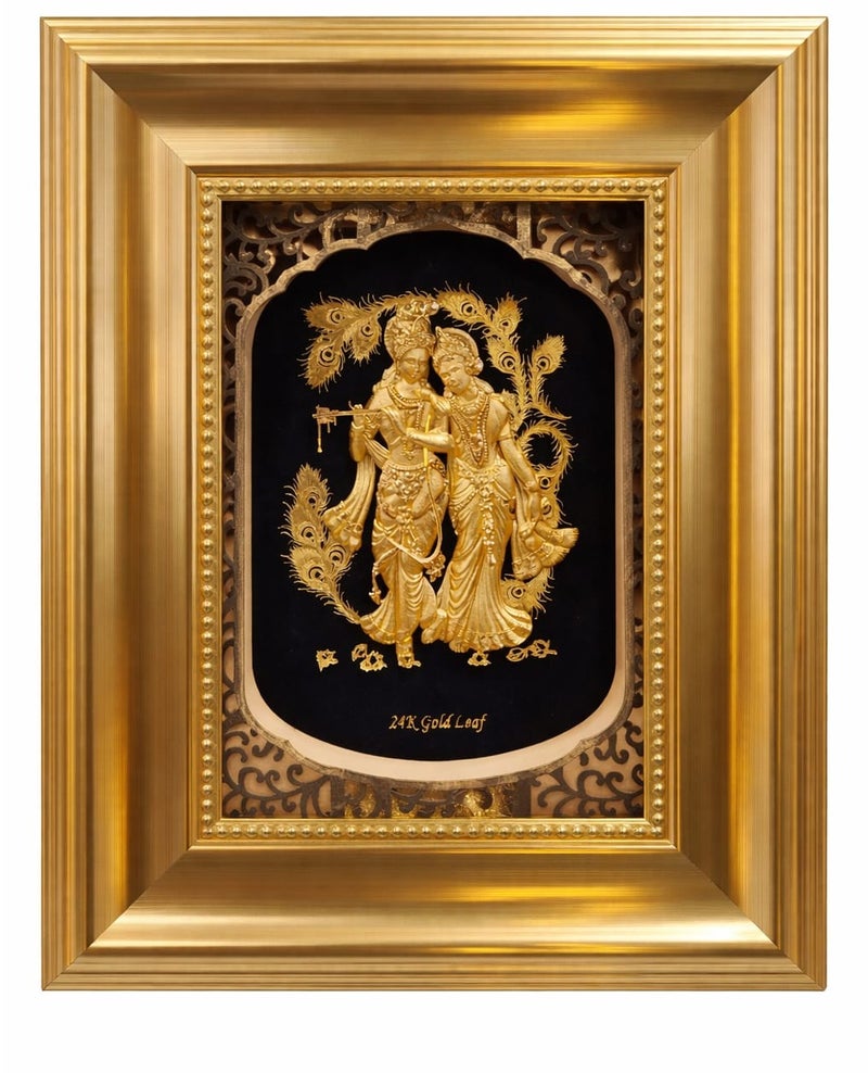KHUSHBOO JEWELS 24KT PURE RADHA KRISHNA GOLD FRAME (48*36CM) - Image 1